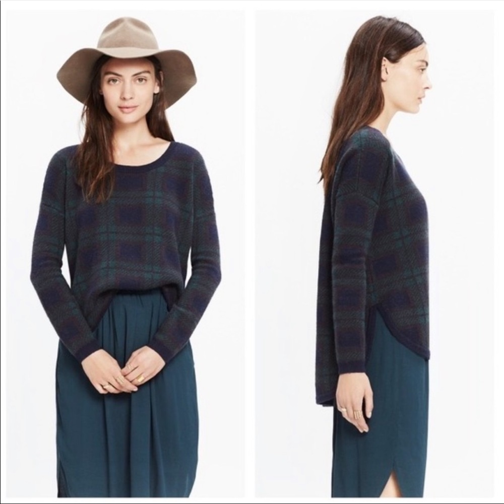 Madewell plaid alpaca mohair blend sweater. Size extra small